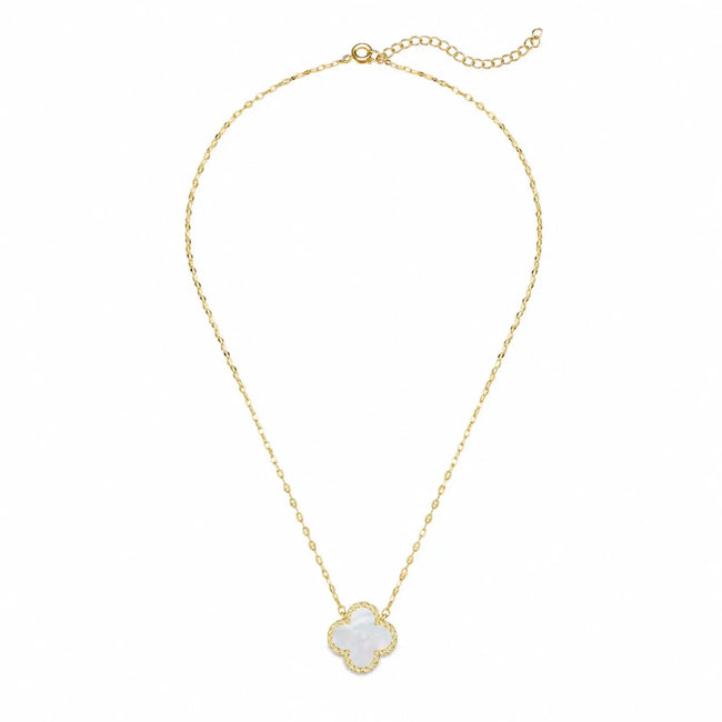 Four Leaf Clover Necklace for Girls | Pink or Pearl