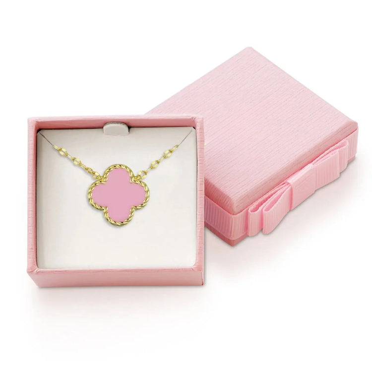 
                    
                      Four Leaf Clover Necklace for Girls | Pink or Pearl
                    
                  