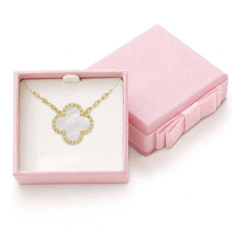 
                    
                      Four Leaf Clover Necklace for Girls | Pink or Pearl
                    
                  