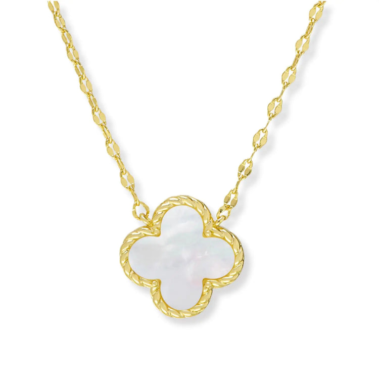 Four Leaf Clover Necklace for Girls | Pink or Pearl