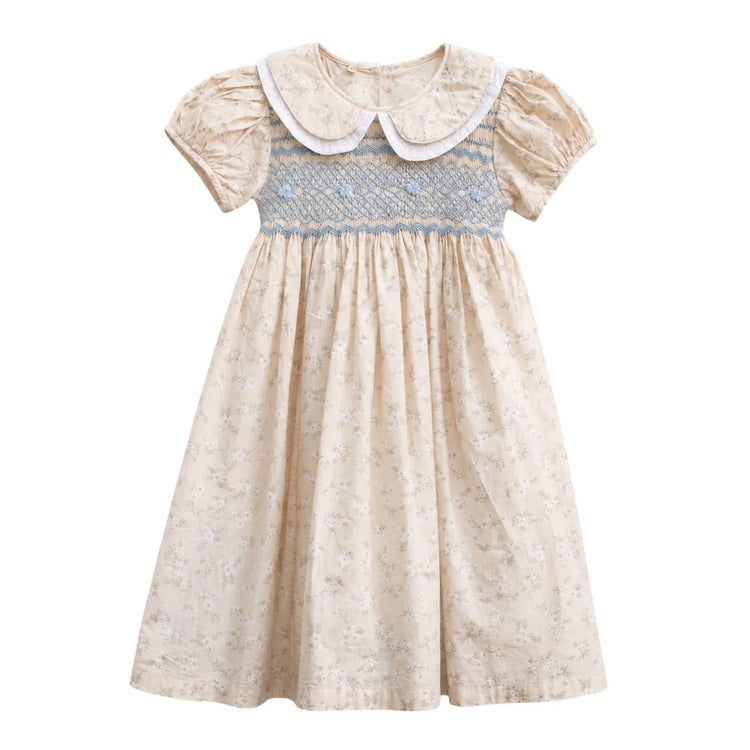 
                    
                      Girls toddler Yellow Floral Smocked Dress, Rose Embroidery | Lesavan
                    
                  