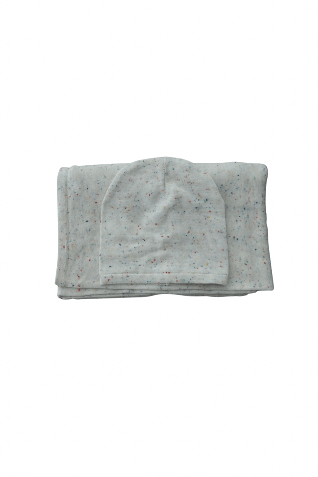 Ivory Speckled Baby Blanket & Hat Set - Olive Sprout Kids