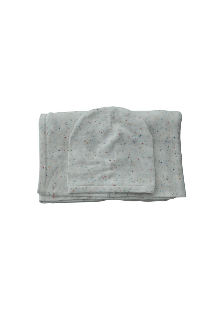 Ivory Speckled Baby Blanket & Hat Set - Olive Sprout Kids
