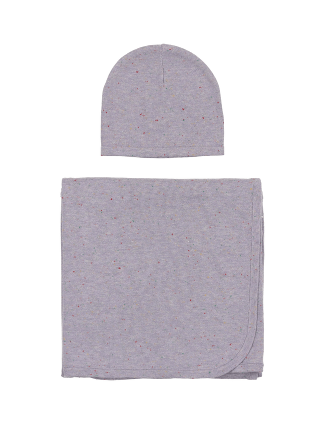 Lavender Speckled Blanket & Hat Set - Olive Sprout Kids