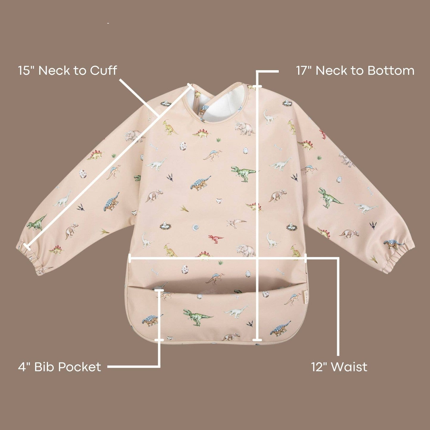 Long-sleeve and short-sleeve Dinosaur Print Smock Bib Set  by Ali + Oli
