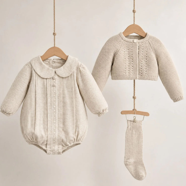 
                    
                      Nipperland Organic Baby Girl Knit Romper Set - Cardigan & Socks 3-piece-organic-cotton-knitted
                    
                  