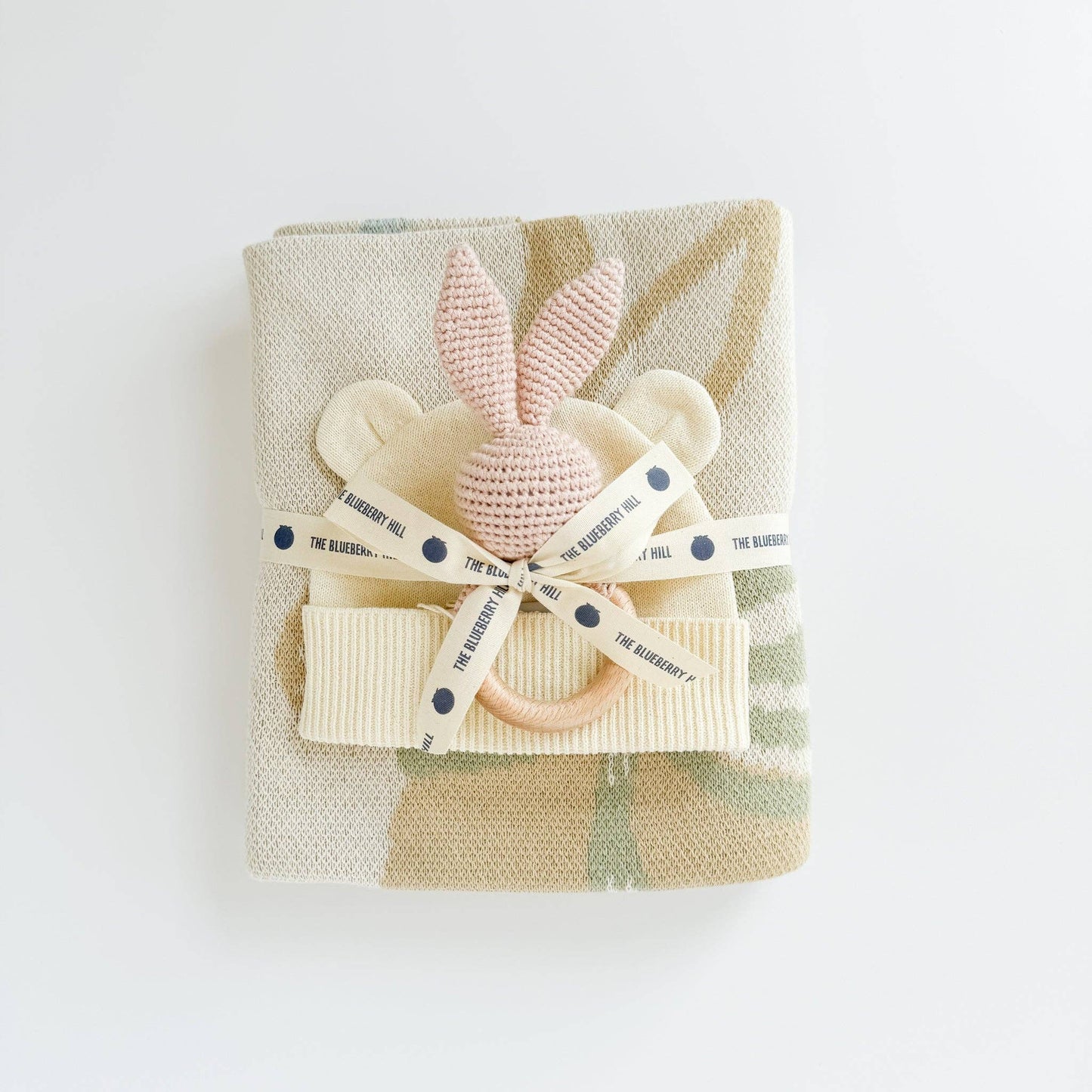 Pastel Floral Baby Blanket Hat Teether Gift Set (organic Cotton)