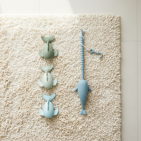 Silicone fishing play set toy for toddlers – non-toxic water play set by Olive Sprout Kids