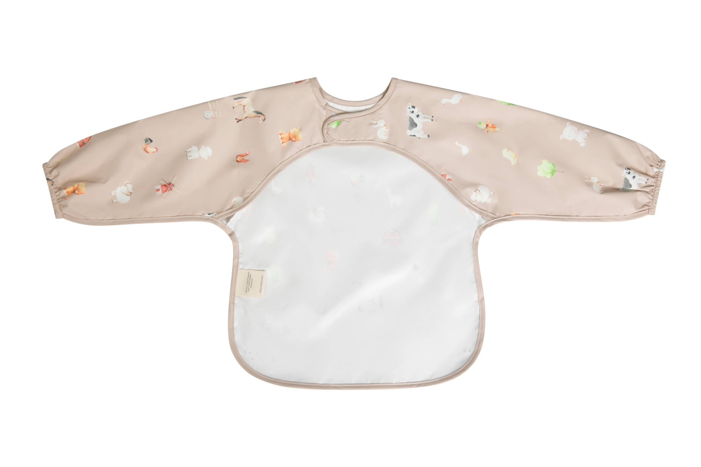 Smock Bib for Baby & Toddler Long Sleeve (Farm) back with velcro