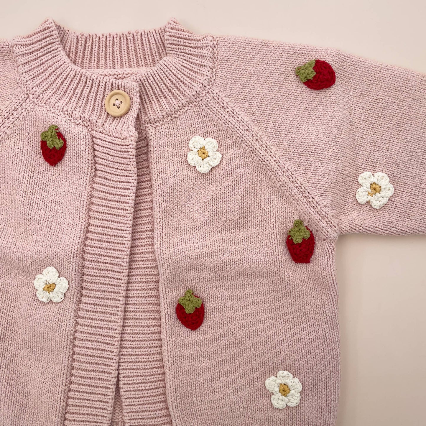 Baby Girl Pink Strawberry Flower Cardigan for babies and toddlers