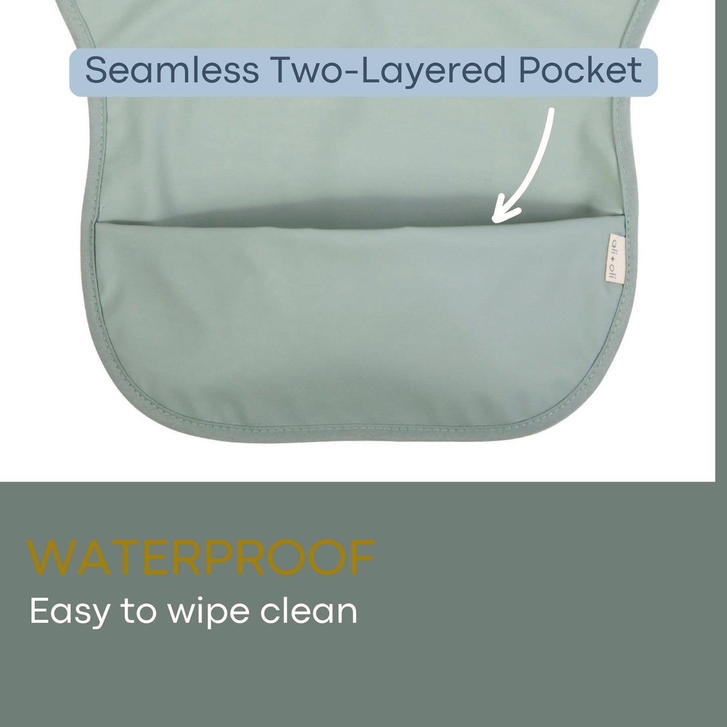 Soft lightweight waterproof fabric of dino print smock bib set