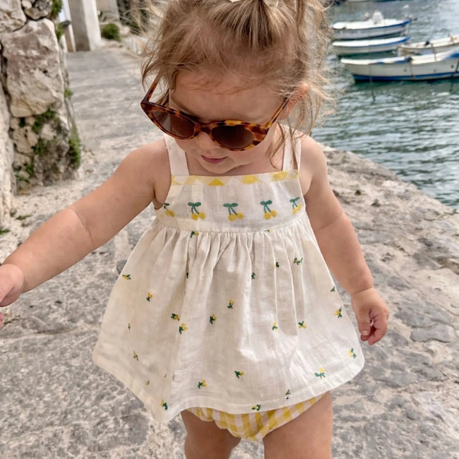 Lulu Embroidered Baby Dress & Bloomer (Organic Cotton)