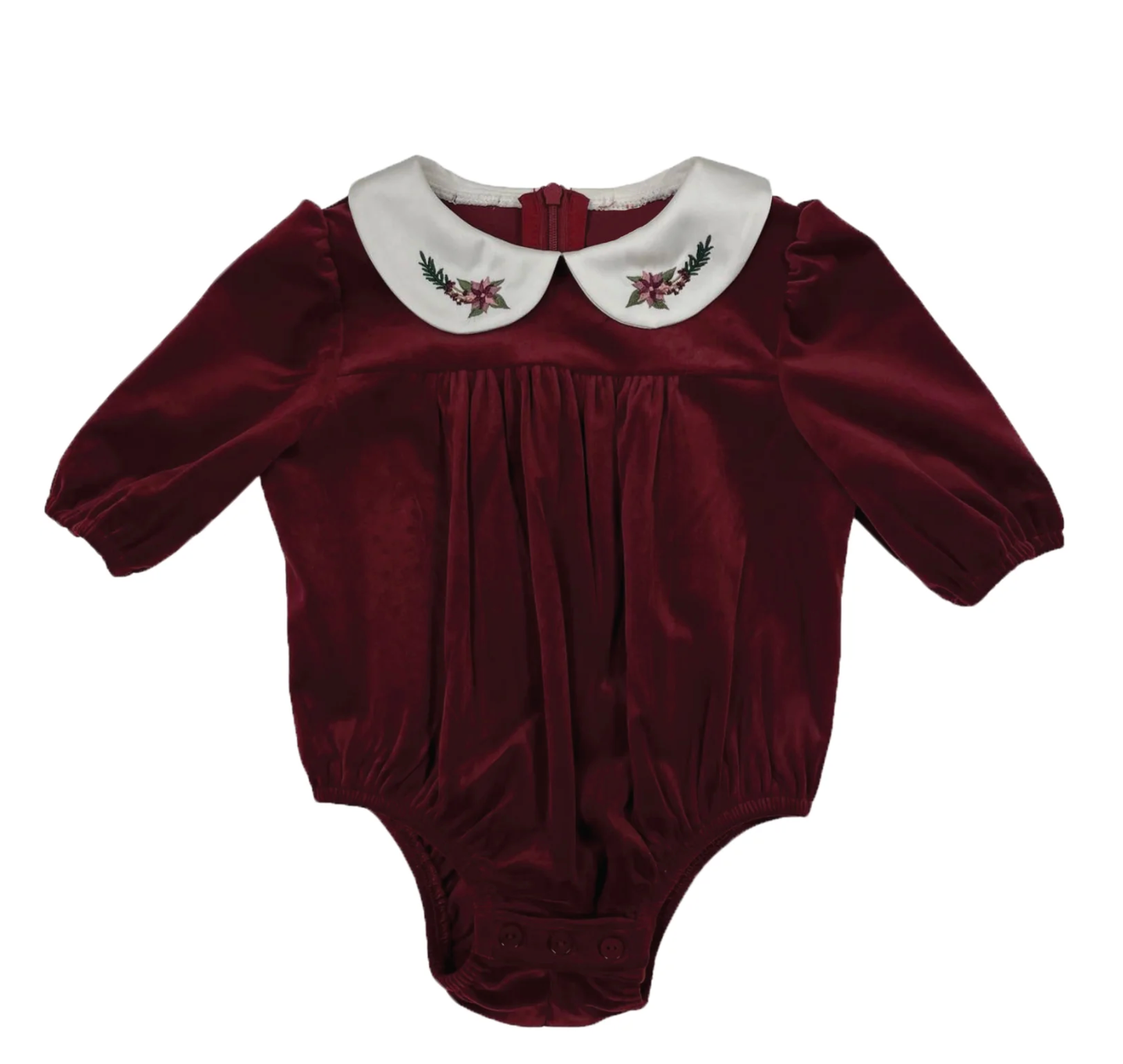 Velvet Peter Pan Collar Romper | Olive Sprout Kids for toddler and baby