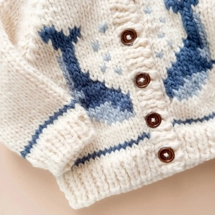 
                    
                      Blueberry Hill Whale Cardigan Nautical Blue Ocean Sweater
                    
                  