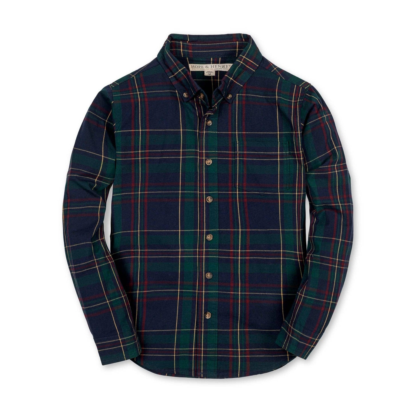 Hope & Henry | Organic Long Sleeve Plaid Botton Up Shirt for Toddlers