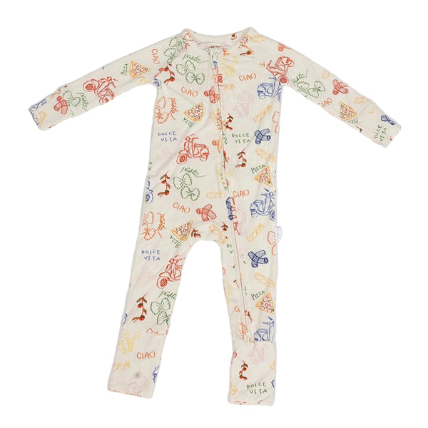 Lil Krew & Co Amore Bamboo Zip Pajamas italian baby theme pajamas