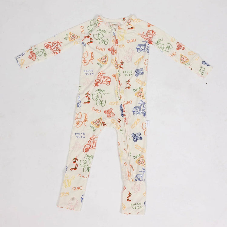 Lil Krew & Co Amore Bamboo Zip Pajamas italian baby theme pajamas