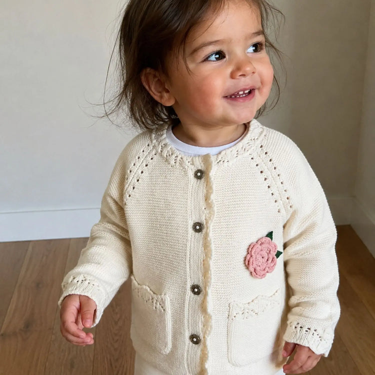Viverano Anna Organic Cotton Baby Cardigan | Olive Sprout Kids