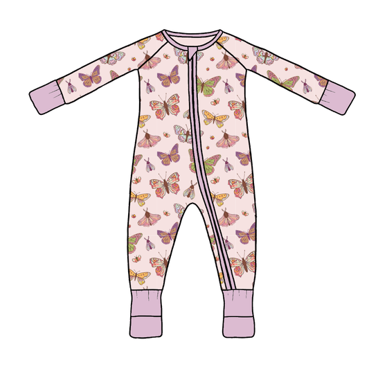 Vintage Butterflies Baby Girl Coveralls & Pajamas | Baby Girls Outfits
