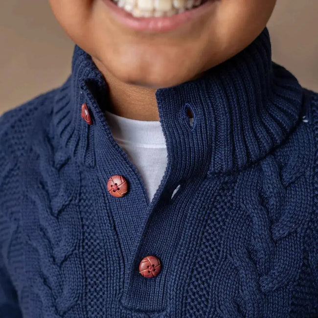 Mock Neck Cable Sweater (Organic Cotton)
