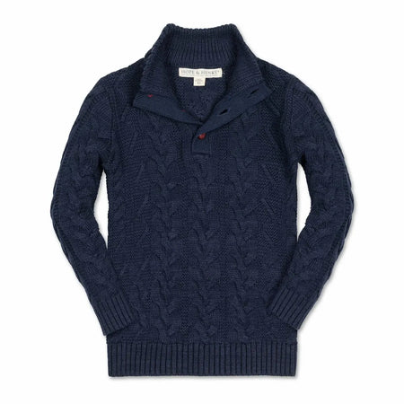 Mock Neck Cable Sweater (Organic Cotton) - Olive Sprout Kids