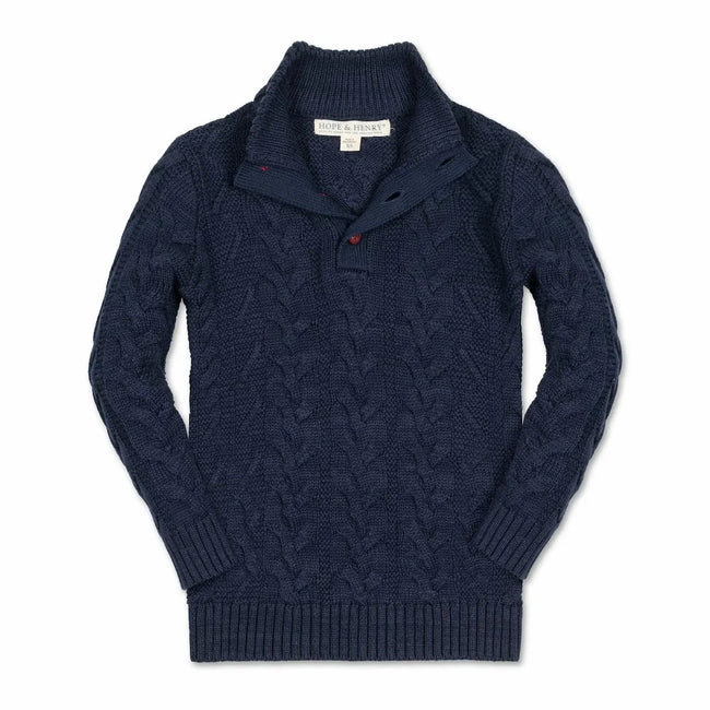 Mock Neck Cable Sweater (Organic Cotton) - Olive Sprout Kids