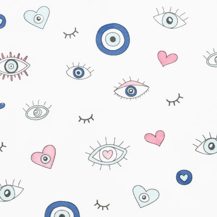 Girl Evil Eye Zipper Footie featuring evil eye print on Pima cotton baby girl sleeper.Pink Evil Eye Pajama Set (Pima Cotton)