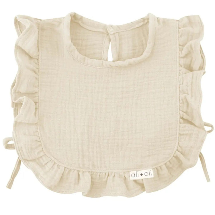 Muslin Cotton Ruffle Baby Bib for babies. Baby Girl Muslin Ruffle Bib - 100% Cotton