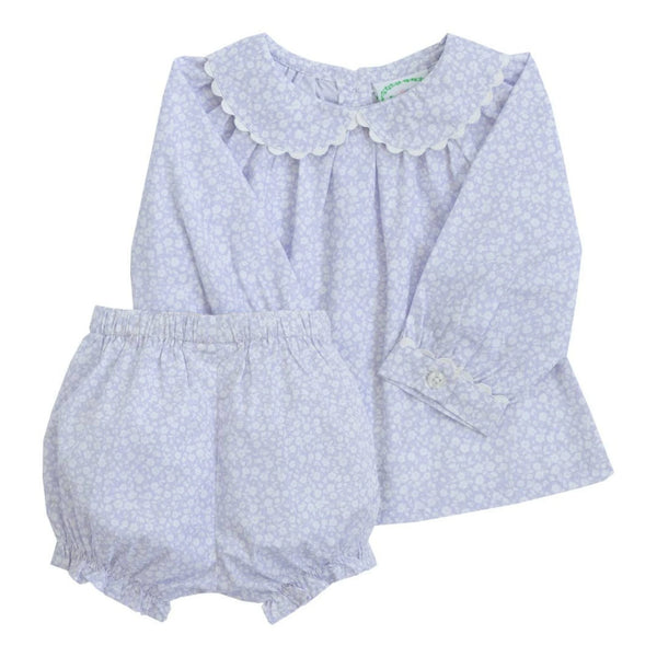 Adorable Polly Diaper Set with matching bloomers for a baby girl.