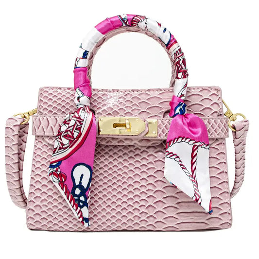 Pink Bougie Baby Bag toddler handbag with scarf and strap