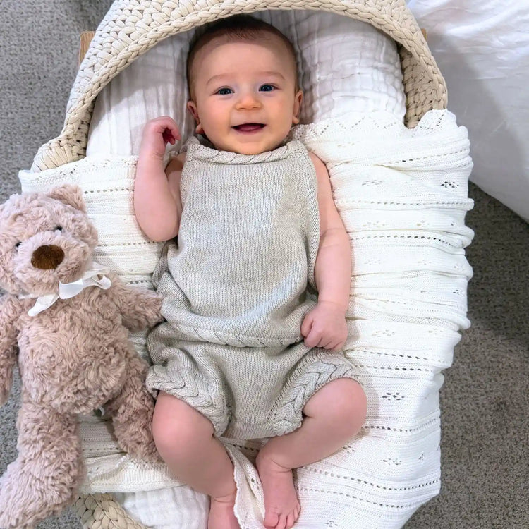 
                    
                      Shop the Braided Tank and Bloomers Set an 100% organic cotton baby two-piece set with braided tank detailing and matching bloomers.
                    
                  