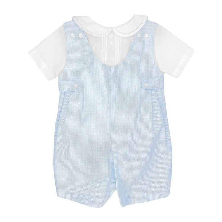Romper with side tabs designed as a timeless baby boy romper for special occasions Gingham Romper with Hat