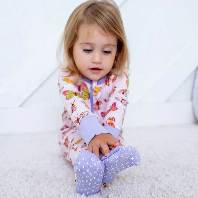 ButterBloom Convertible Coverall footies bamboo pajamas baby girls, Butterfly Print Print Bamboo Convertible Coverall