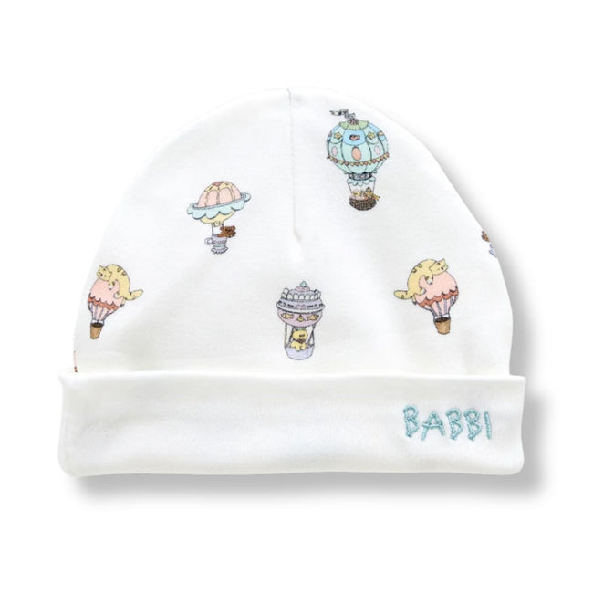 Cappadocia - close-up of Cappadocia hot air balloon cotton print on newborn o