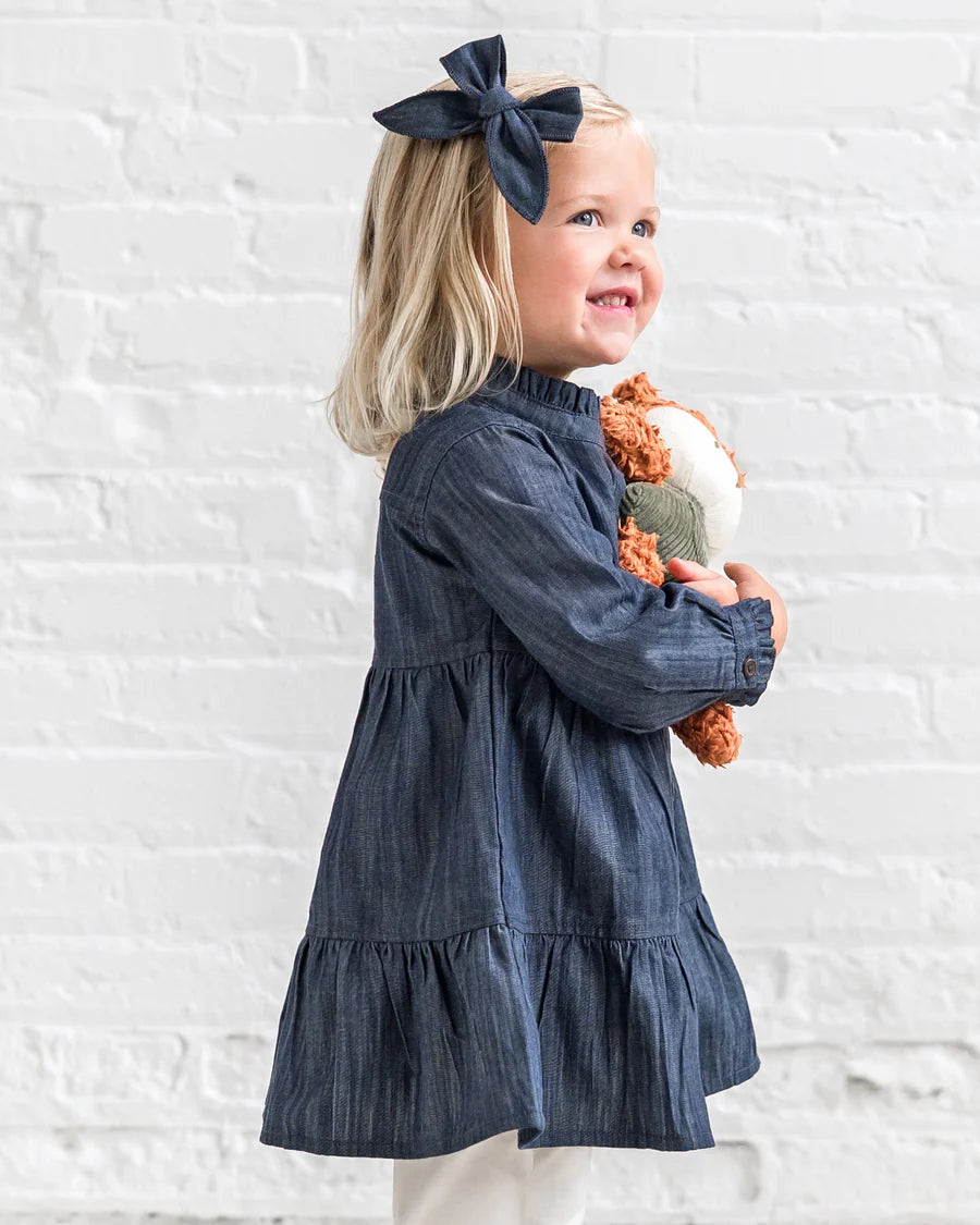 Ruffle Shirt Dress + Matching Bow for toddler girls