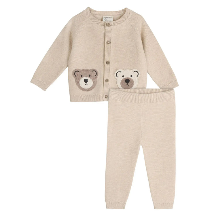 Cozy Bear Applique Knit Baby Set 