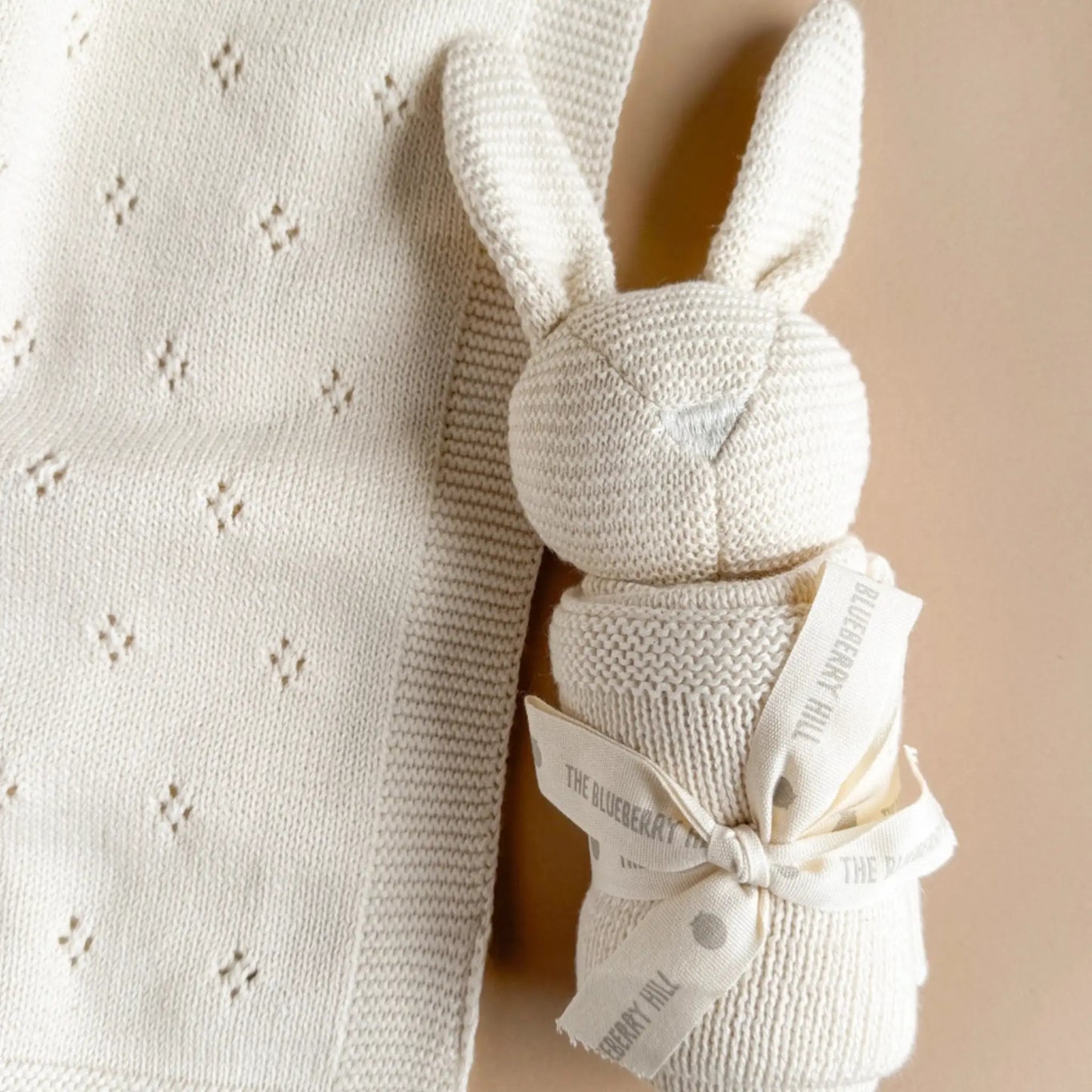 Set Bunny Lovey Blanket Gift  (Organic Cotton) perfect for baby showers, newborns, gifting