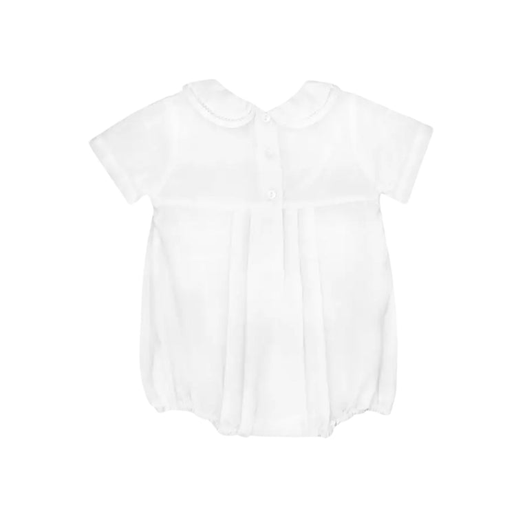 Petit Ami Diamond Smocked Romper & Bonnet baby boy christening outfit