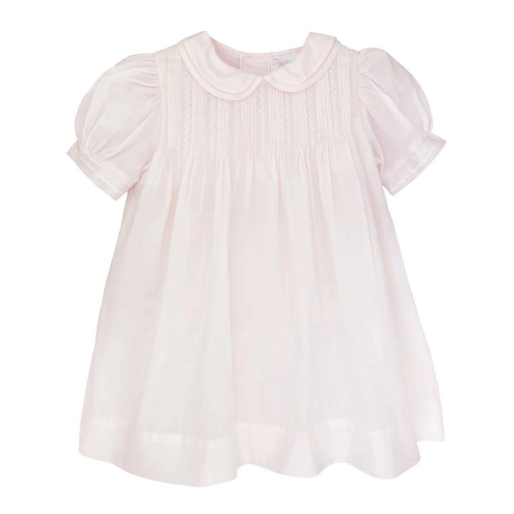 Pintuck & Featherstitch Dress Set & Bonnet for baby girls by petit ami and zubels