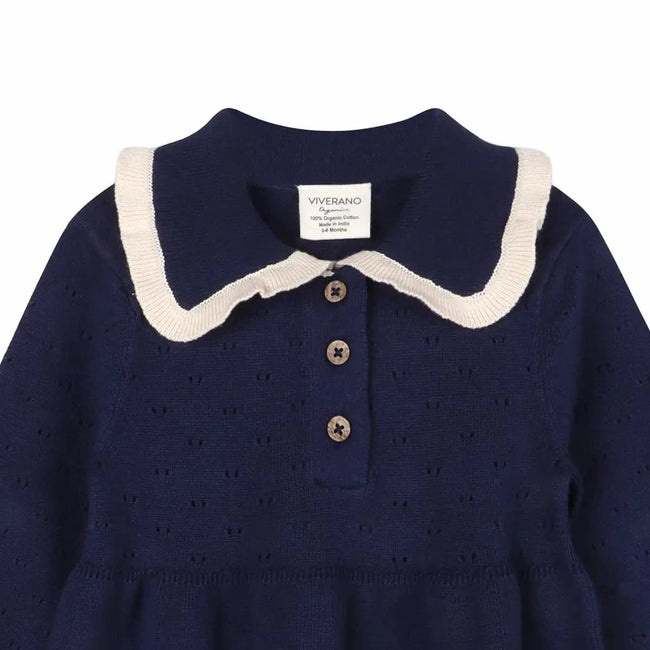 Knit Baby Dress with Ruffle Collar (Organic Cotton) - Olive Sprout Kids