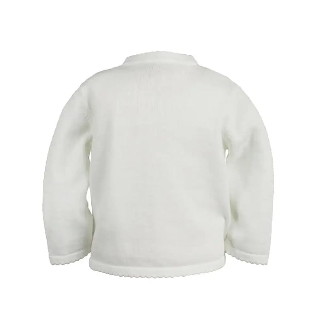 Petit Ami Scalloped Edge Cardigan Sweater designed as a timeless knit sweater for babies Baby Girl Scalloped Edge Knit Cardigan