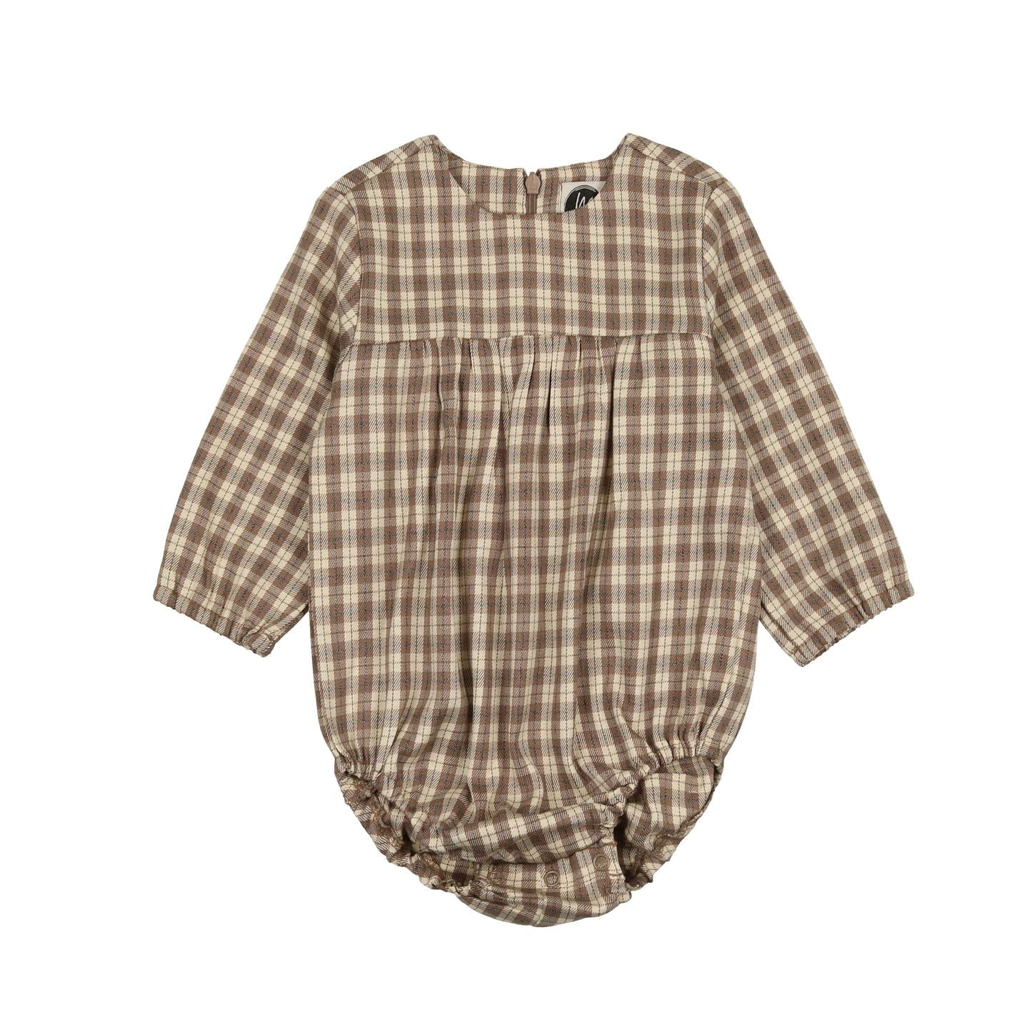 fall plaid baby romper flat lay for baby and toddler girls