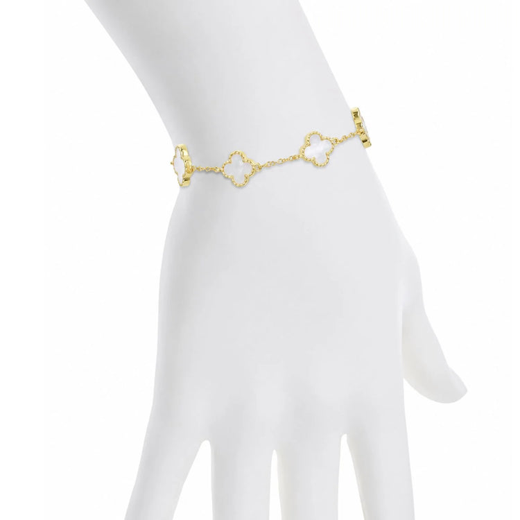 
                    
                      Four Leaf Clover Link Bracelet for Girls | Pink or Pearl
                    
                  