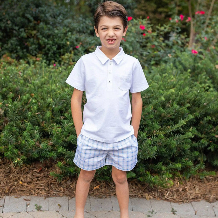 Towns Collared Shirt Set with matching shorts for a toddler boy.