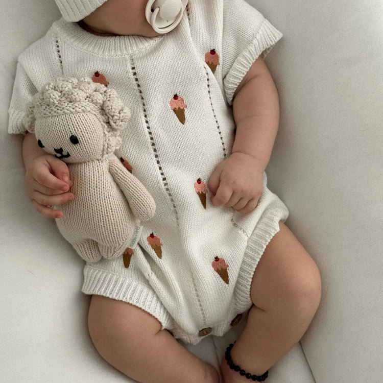
                    
                      organic cotton baby unisex Ice Cream Embroidered Romper in white organic cotton
                    
                  