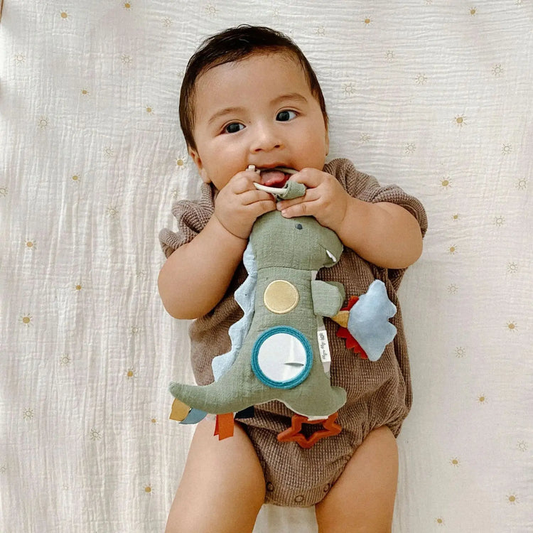 
                    
                      Bitzy Traveler Sensory Toy (Dinosaur), Itzy Ritzy plush dinosaur car seat and stroller toy with crinkle, jingle, and peek-a-boo features
                    
                  