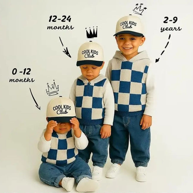 Kids Baby Trucker Baseball Cap Cool Kids Club (Navy/Beige)