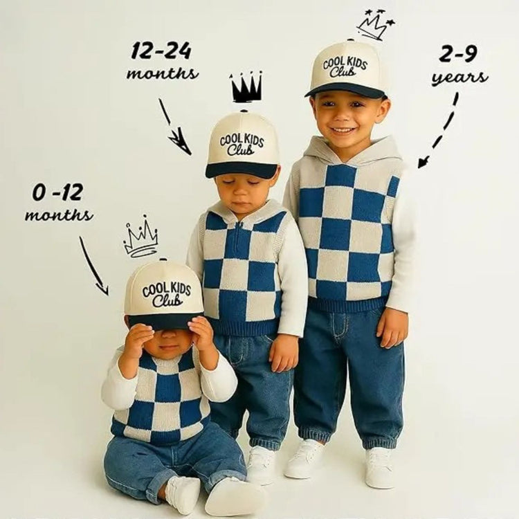 Kids Baby Trucker Baseball Cap Cool Kids Club (Navy/Beige)