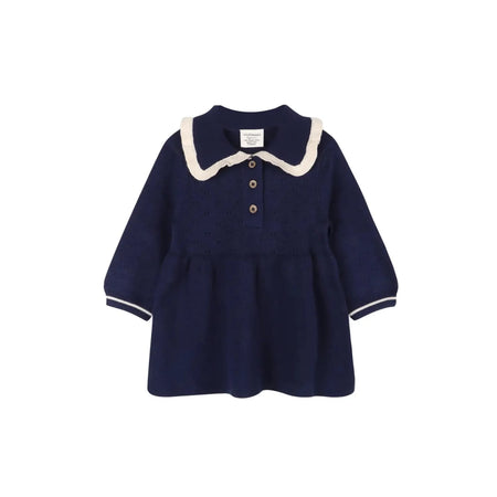 Knit Baby Dress with Ruffle Collar (Organic Cotton) - Olive Sprout Kids