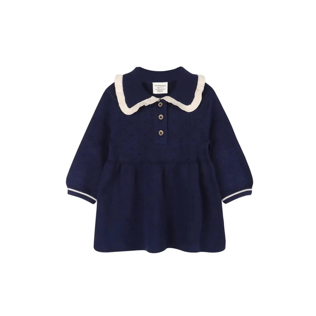 Knit Baby Dress with Ruffle Collar (Organic Cotton) - Olive Sprout Kids